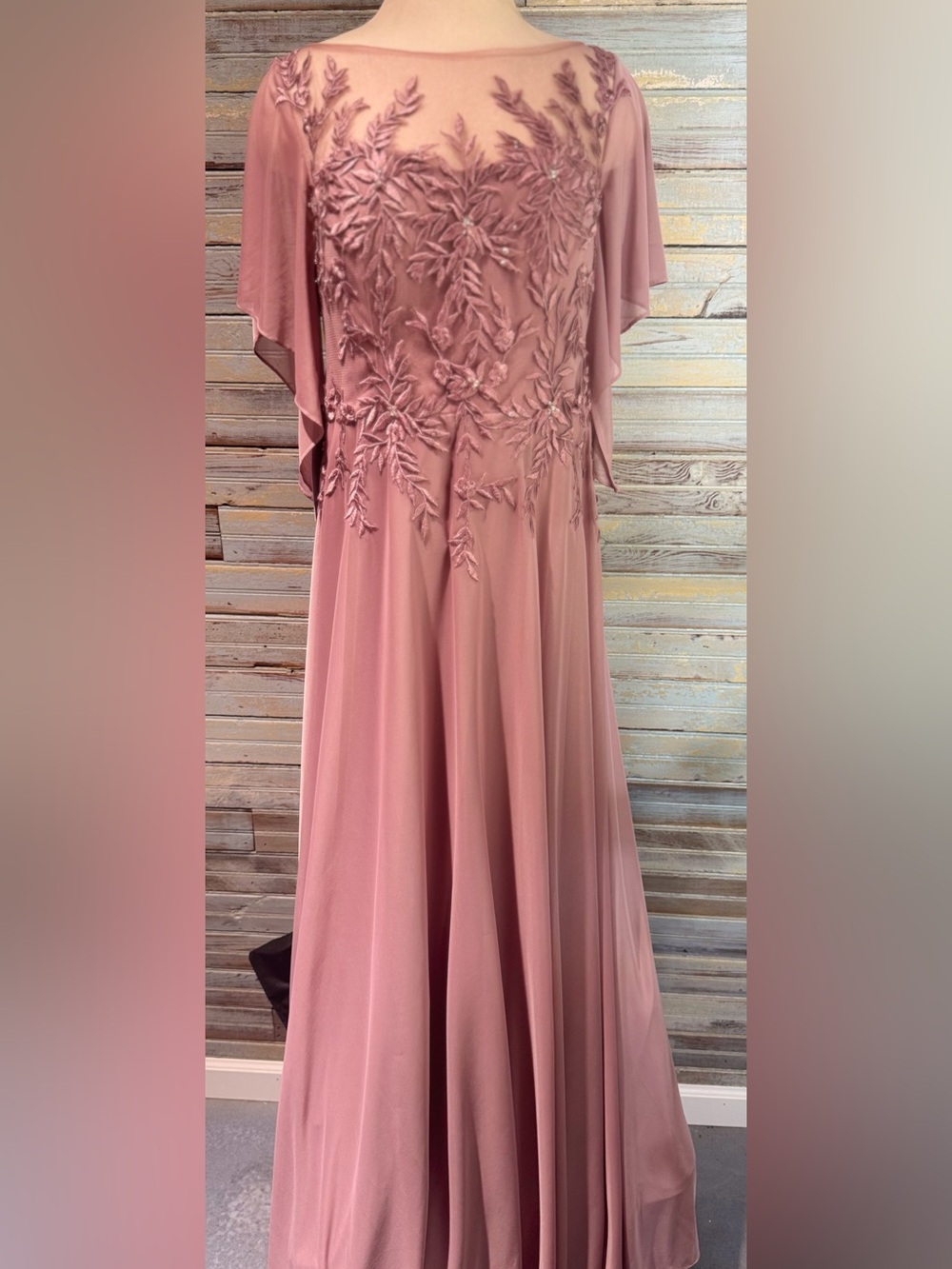 Azazie Dusty Mauve Embroidered V-Neck Maxi Dress